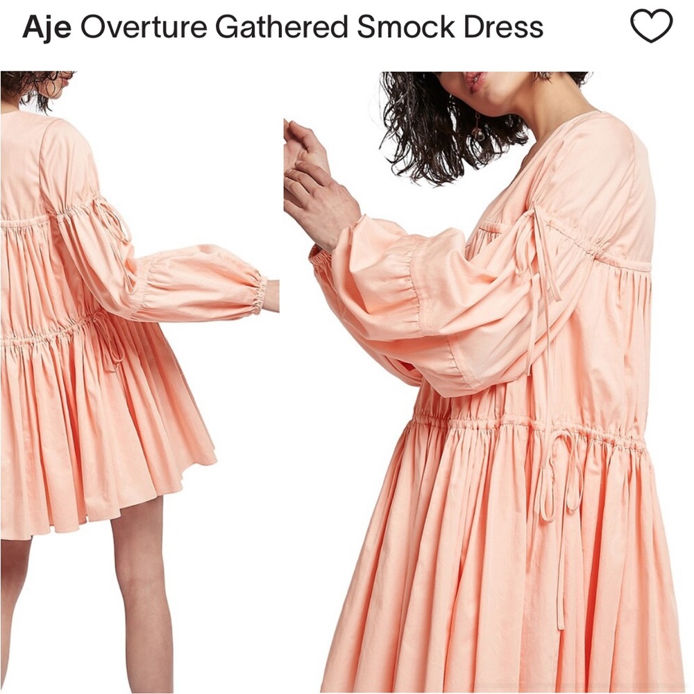 Aje overture smocked dress in apricot - Picture 2 of 4